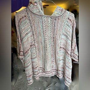 Anthropologie Knit Hooded poncho sweater